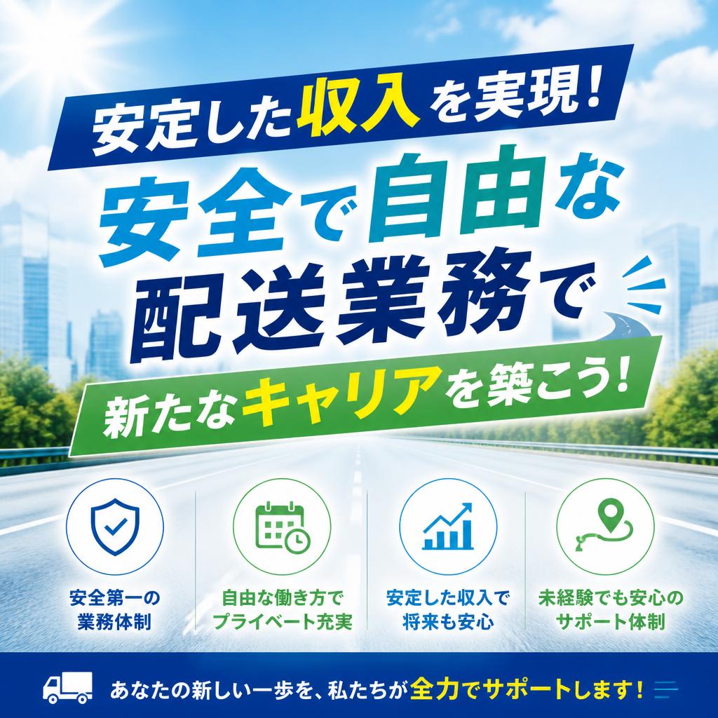 安定した収入を実現！安全で自由な配送業務で新たなキャリアを築こう！